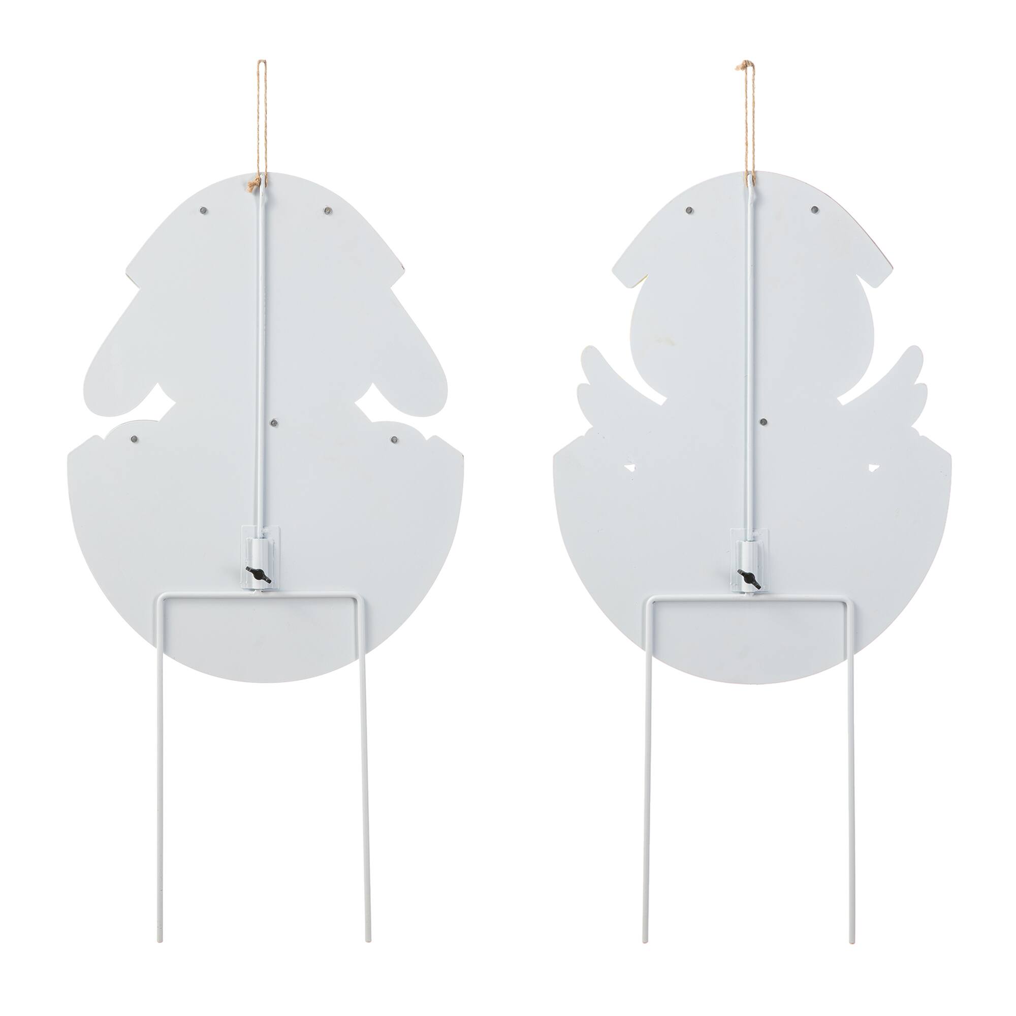 Glitzhome® 24" Easter Metal Bunny & Chick Egg Yard Stake Set